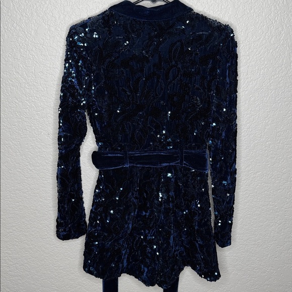 NEW Alexis Pamina Sequin Velvet Romper Midnight Blue XS New Years Going Out Glam - Picture 12 of 16